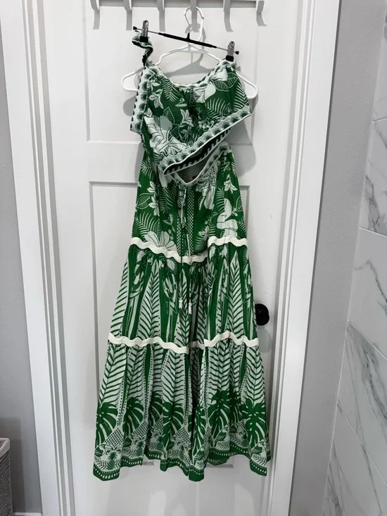 Farm Rio Macaw Green Elegance Crop and Maxi Set VGUC - Picture 3 of 10